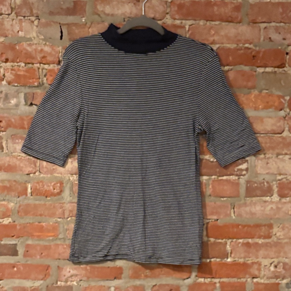 Anthropologie navy blue and White Striped Short Sleeve Tee